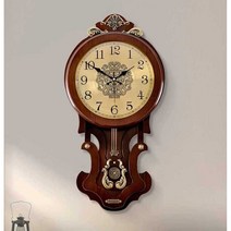 빈티지괘종시계 복고풍 유럽 무소음 레트로 우드, 16인치(직경 40.5cm) 2340GL