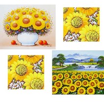 진품 풍수에 부자되는 해바라기그림 생기 꽃 유화 재물 그림 액자 할인판매 풍수에좋은 해바라기