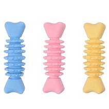 펫먼트 강아지 라텍스 뼈다귀 장난감 3개입, 노랑 분홍 하늘 x 1세트