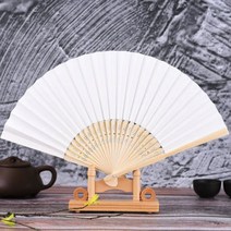 합죽선 접이식 부채 여름 필수품 판촉물 캘리그라피 만들기 재료 어린이집 종이 부채 꾸미기, 합죽선 - 화이트