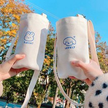 소풍 준비물 텀블러백 캔버스 보틀 크로스백 어린이 파우치 물병, 에스와이 곰