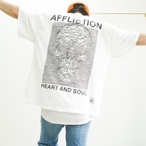 스트릿 스컬 백프린팅 워싱 오버핏 박스 반팔티 빅사이즈