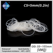 고무오링 1 개/몫 실리콘 고무 oring VMQ CS 5mm OD55/60/65/70/75/80/85/90/95/100/105/110/115mm O 링 가스켓 방수, 115x105x5mm, 2 조각