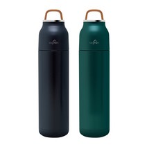 고급 가죽손잡이 진공단열 304 스텐 보온보냉 진공 텀블러 500ml, 그린