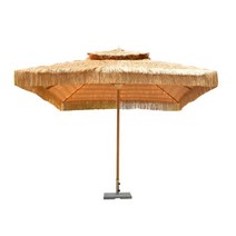 초대형 볏짚 우산 파라솔 카페 리조트 그늘 지푸라기, 3.5m 원형 이중 상단 중앙 기둥 우산