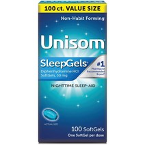 유니솜 Difenhidramina HCI 50mg 100 카운트 / Unisom Difenhidramina HCI 50mg 100 SoftGels, 100정