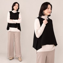 애비뉴투지 엄마옷 스탠 카라 블랙 루즈핏 가오리 여성 봄 가을 숏 크롭 조끼 V10121 50대 60대