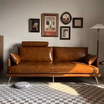 가죽 쇼파 넓은 이태리 인테리어 엔틱 명품 거실 3인 나뚜찌 모듈 스윙 다이닝, 극세사 가죽 1m8 더블