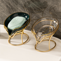 고급 물빠짐 비누 거치대 홀더 받침대 골드 럭셔리, 비누접시 투명백색