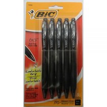BIC Bu3p51-Blk 라운드 스틱 그립 볼Penn 펜 5개
