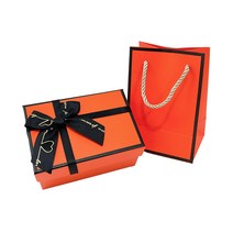 루루홈 주황색 선물 포장 박스 + 종이 가방, 1호 박스 + 1호 가방