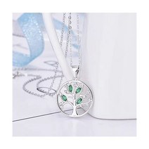 Trumium 리얼 925 스털링 실버 목걸이 생명의 나무 패션 드림 캐처 펜던트 쥬얼리, green(have chain)