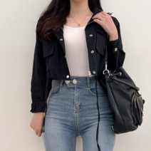 투디 퍼프 포켓 포인트 크롭 야상 자켓 블루종 3color