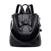 도오빠 리본백 여성 가죽 백팩 배낭 심플 숄더 스트랩 스퀘어 리본 탈부착 키링 가죽백팩 여자 가방