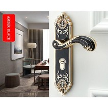 목문도어락 디지털도어록 샷시문도어락 도어록 지문 무타공 도어락 KAK-유럽 스타일 음소거 룸 도어 잠금 핸들 패션 인테리어 손잡이 고급스러운 도난 방지 게이트 가구 하드웨어, Amber Black_50mm | 45mm