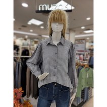 무자크 가을 카라넥 벌룬소매 잔체크 블라우스 MM7WBL22