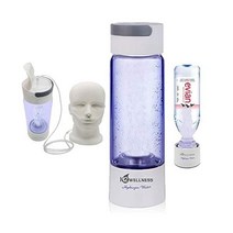H2Wellness ® 분자 수소 물병 400ml 휴대용 워터 메이커 흡입기 어댑터 및 셀프 클리닝 모드가 있는 물 발생기 화이트 붕규산, 화이트 - 붕규산