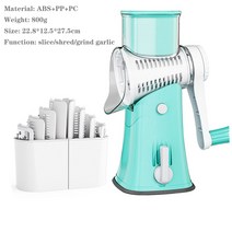 야채 커터 슬라이서 수동 주방 액세서리 강판 마늘 그라인더 쵸퍼 3 1 라운드 커터 Spiralizer 홈 가제트 도구, 하나, 020blue