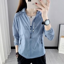 에버유어스 여성 여름 바람막이 자외선차단 후드 집업 블루