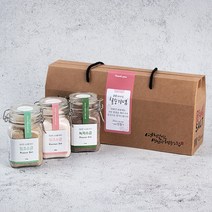 화산수천일염 함초&핑크&녹차소금 3개입 소금 답례품, 210g,280g,210g