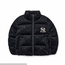 [국내 매장판] MLB 여성 다이아 모노그램 벨벳 구스 크롭 패딩3FDJM0226-50BKS 298875