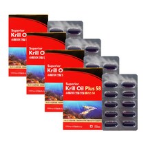 캐나다 남극 크릴오일 1000mg 인지질58% 아스타잔틴 크릴새우 기름 60캡슐, 4박스