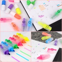 고체형광펜 형광펜볼펜 밑줄펜 미니형광펜 6P, 알약