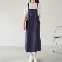 여자 멜빵 치마 원피스 문학 팬 겨자 노란색 면 린넨 끈나시 원피스 여성용 미디 슬림 무릎 위 일본 여름 펜더블루 체크