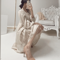 글로시 백리본 루즈핏 캉캉 미니 원피스 여친룩 데이트룩 드레스
