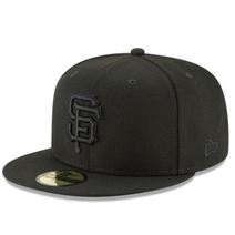 MLB 샌프란시스코 자이언츠 SF 59FIFTY 5950 남성 피티드 뉴에라 모자 캡 올 블랙 볼캡 버킷햇