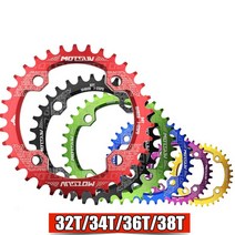 104BCD 라운드 좁은 와이드 체인 링 MTB 산악 자전거 32T 34T 36T 38T 크랭크 셋 치아 플레이트 부품 104 B, Black