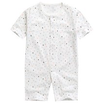 BAEBAE 멩이7부우주복 화이트 유아 아기 신생아 여름 옷 7부 자가드 우주복