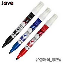 자바 유성매직 둥근닙 1타 12자루 둥근촉 유성둥근매직 교육용, 흑색