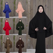 이슬람 라마단 Abaya Hijab 드레스 가운 여자 2 조각 이슬람기도 옷 Burqa 아이 의류 Khimar 긴 Djellaba Femme|이슬람 의류|
