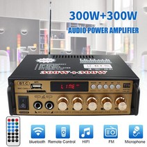 진공관앰프 스피커앰프 800w 220v 블루투스 증폭기 hifi 디지털 서브우퍼 aux 입력 usb sd 홈 시어터 증폭기 오디오 프로세서 전력 증폭기, 골드 600w