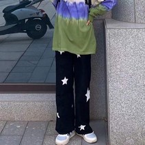 여성 융기모바지 밴딩 팬츠 융털 레깅스 바지 여성 블랙 하이 웨이스트 와이드 레그 팬츠 하라주쿠 패션 헐