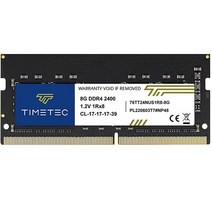 Timetec 8GB DDR4 2400MHz(DDR4-2400) PC4-19200(PC4-2400T) Non-ECC Unbuffered 1.2V CL17 1Rx8 싱글 랭크 260