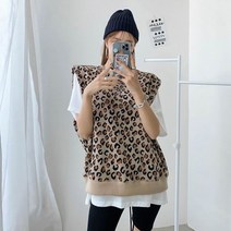러블리감성 위드 호피 니트 조끼