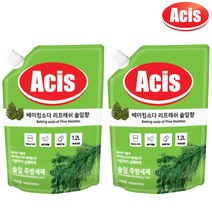 아키스 베이킹소다 주방세제 리필 솔잎향 1.2L x2개 설거지 1종주방세제 주방용 야채과일