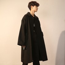 남자리스트코트 트렌치코트아우터 남성미디롱타입 루즈핏 코디가잘되는 무릎넘는길이 트렌드라지 봄가을 단색 심플 시크한스타일 코트
