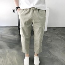 여름 린넨 스판 건빵 카고 와이드핏 남자 8부 팬츠 바지