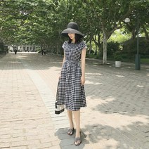 빅사이즈 깅엄체크원피스 체크 40대여름 결혼식하객룩 면 원피스