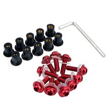 자동차 볼트 너트 M5 x 16mm 범용 오토바이 앞 유리 CNC 볼트 나사 너트 패스너 혼다 스즈키 야마하 가와, 03 빨간, 03 빨간