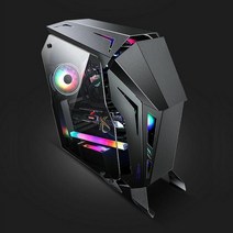 튜닝 컴퓨터케이스 커스텀 특이한 PC 케이스 교체 본체 데스크탑, 단일사이즈, 블랙