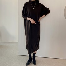 어반프랑 여성용 보티 루즈핏 목폴라 터틀 니트 롱원피스