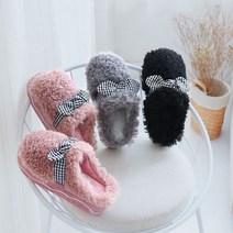 GRSOEZO 여성 통굽 사무실 털 슬리퍼 방한화 털신 밴토민