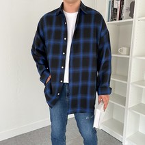 남자 사계절 박스 루즈핏 스퀘어 체크 남방(3COLOR)