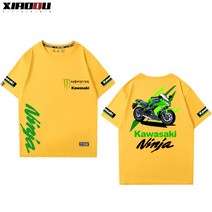 가와사키 티셔츠 반팔 작업복 동호회 작업복 여름 티 배달 오토바이 힙한, AO