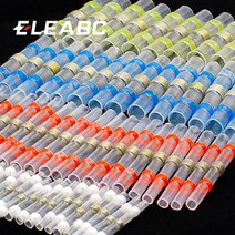 랜커넥터 50pcs 방수 솔더 씰 열 수축 버트 와이어 커넥터 터미널 납땜 슬리브가있는 전기 구리, 없음