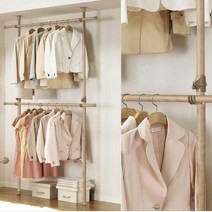 SSUK 2단 천장고정용행거 좁은방 드레스룸 조립식 시스템 코너 행거